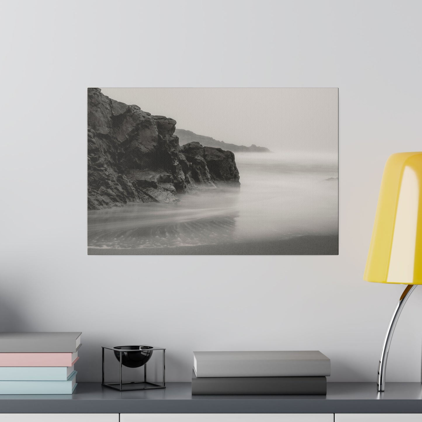 Tranquil Tides: A Black and White Seascape - Canvas