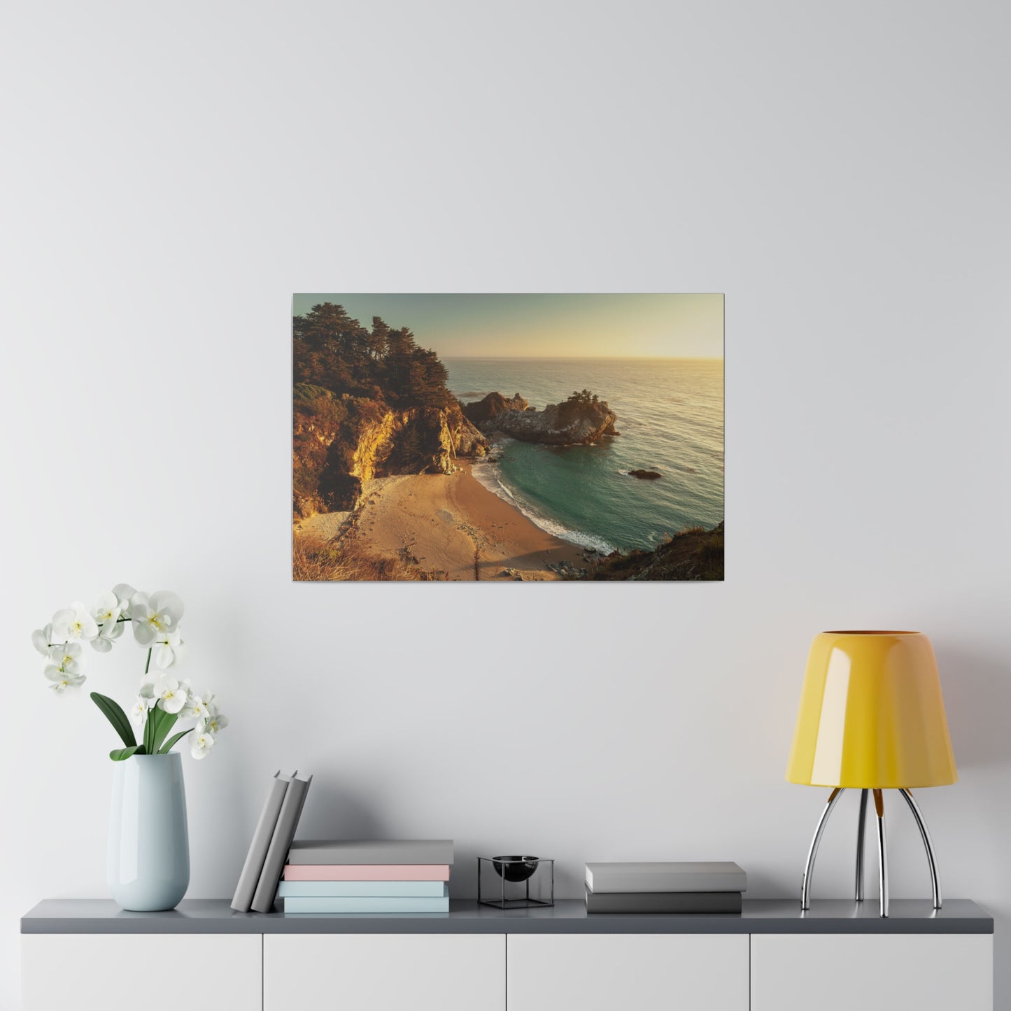 Golden Embrace: McWay Cove at Sunset - Canvas