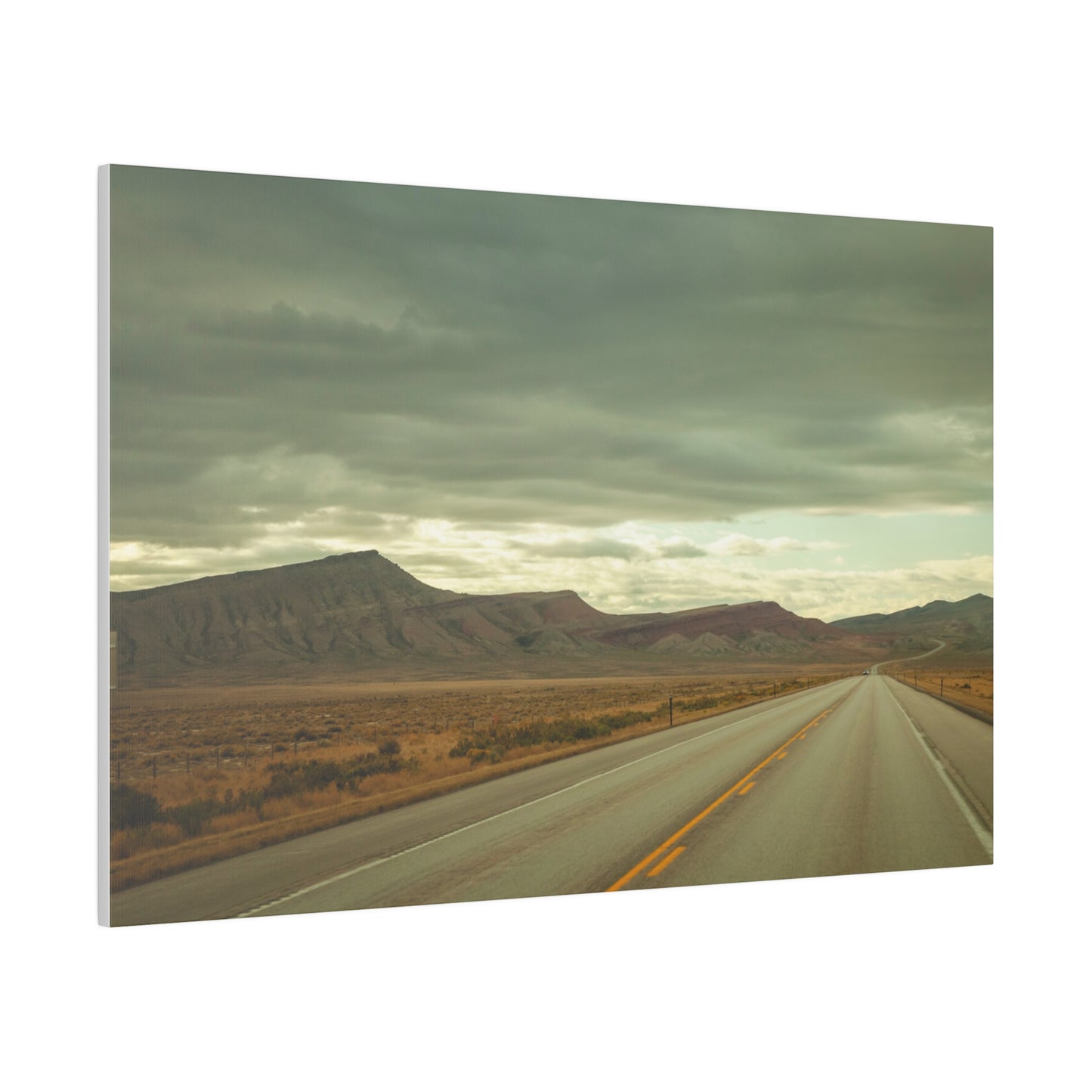 Lonely Highway in Wyoming - Canvas