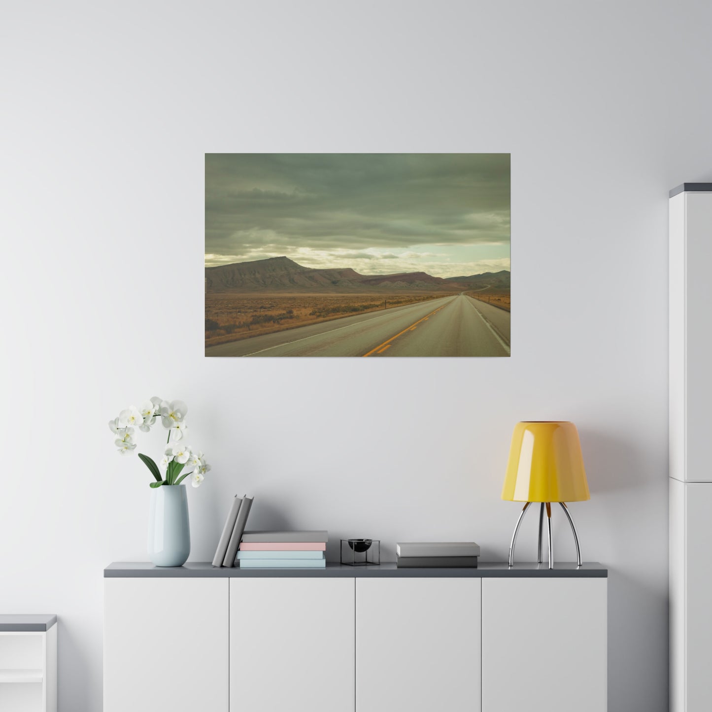 Lonely Highway in Wyoming - Canvas