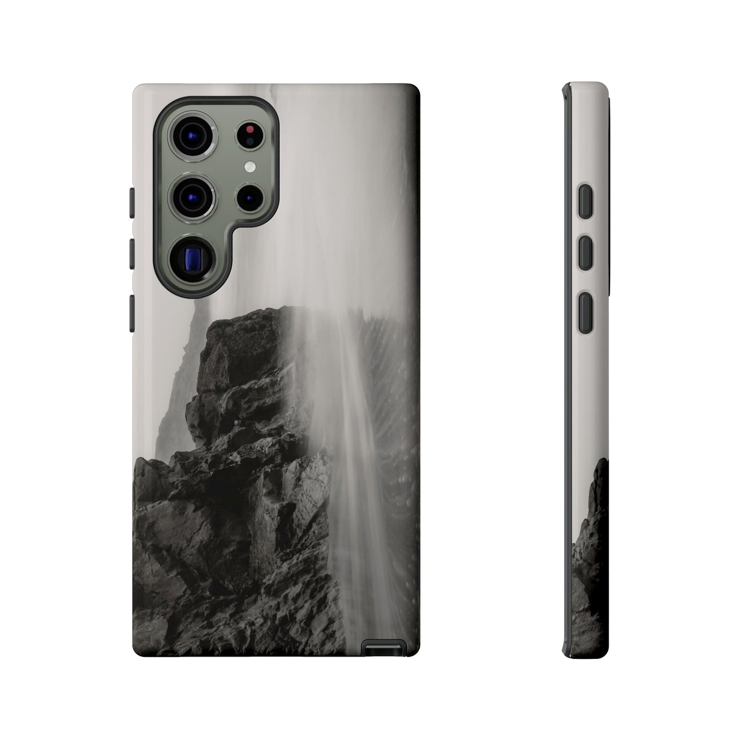 Tranquil Tides: A Black and White Seascape - Phone Case