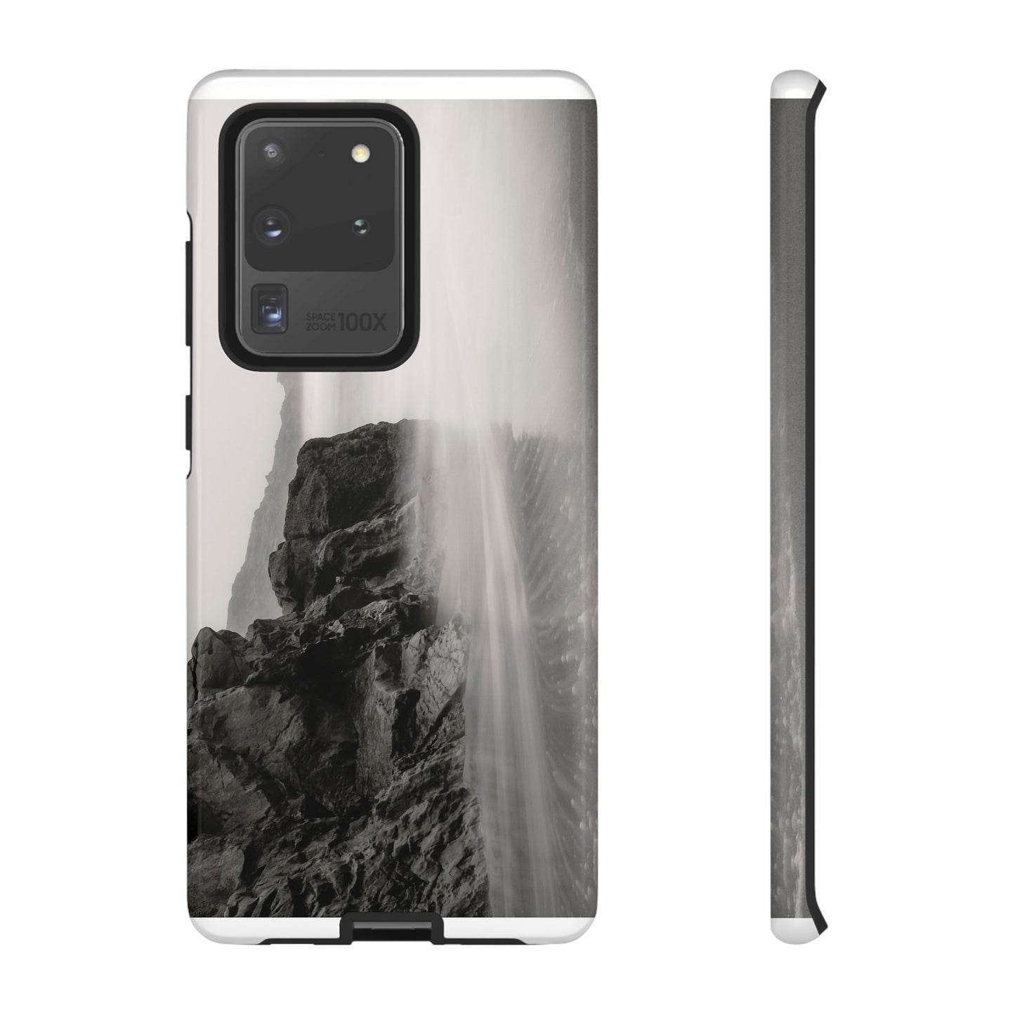 Tranquil Tides: A Black and White Seascape - Phone Case