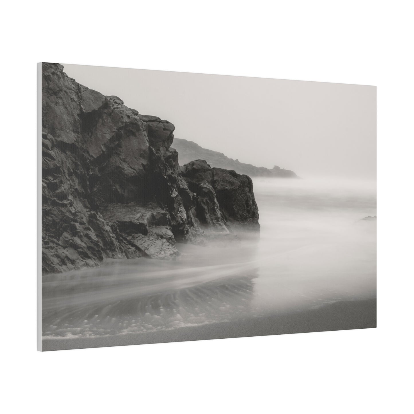 Tranquil Tides: A Black and White Seascape - Canvas