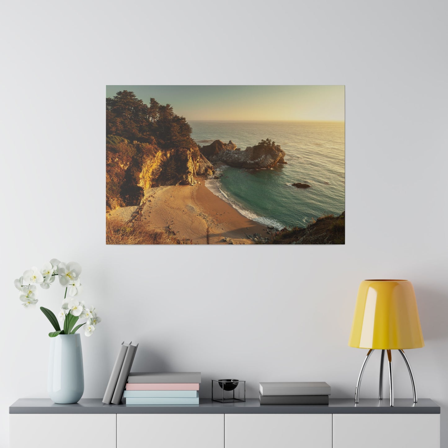 Golden Embrace: McWay Cove at Sunset - Canvas