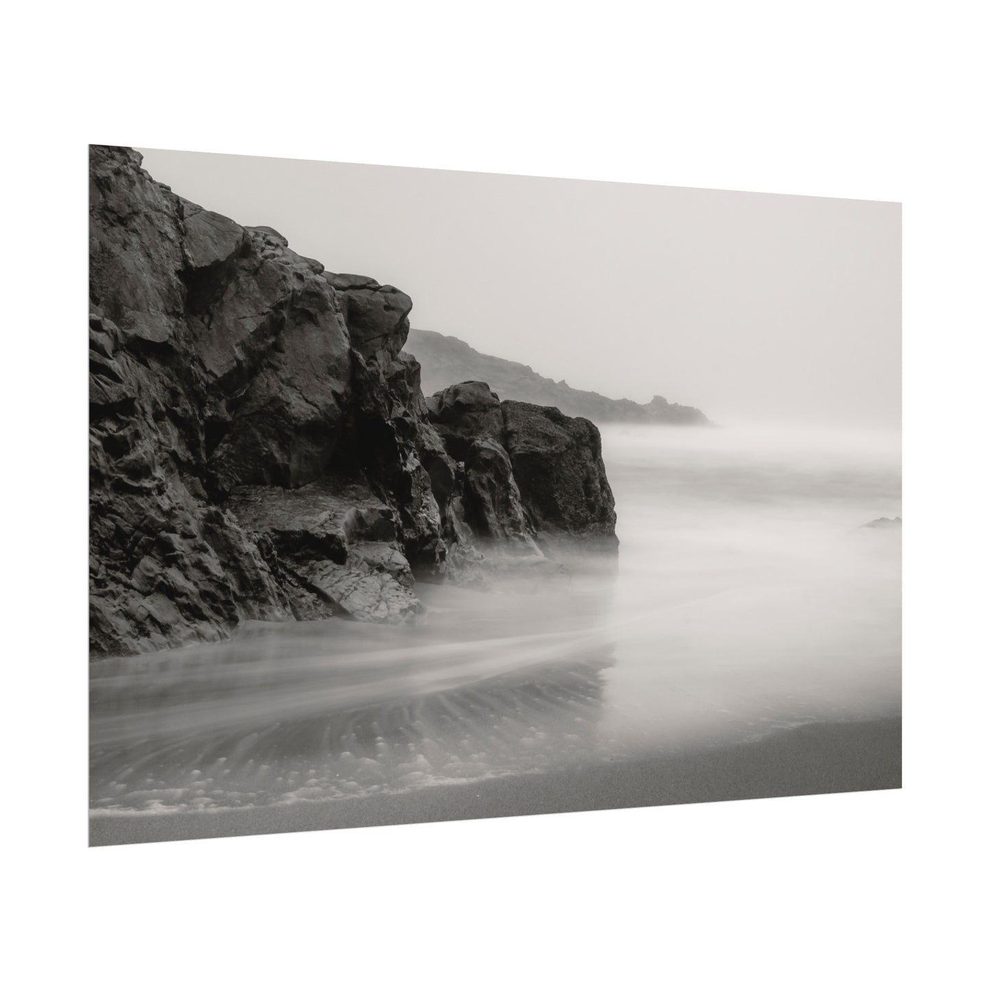 Tranquil Tides: A Black and White Seascape - Poster