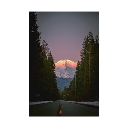 Setting Sun Over Mt. Shasta - Poster