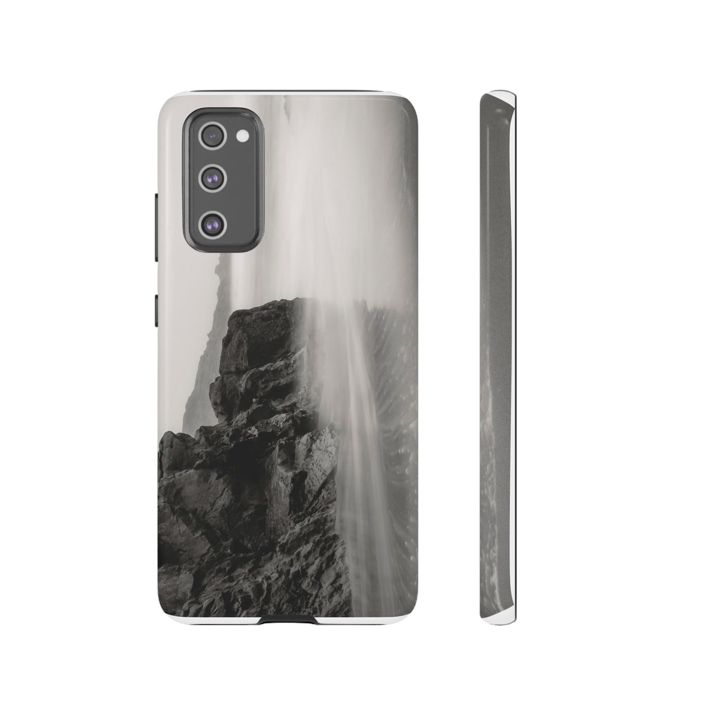 Tranquil Tides: A Black and White Seascape - Phone Case