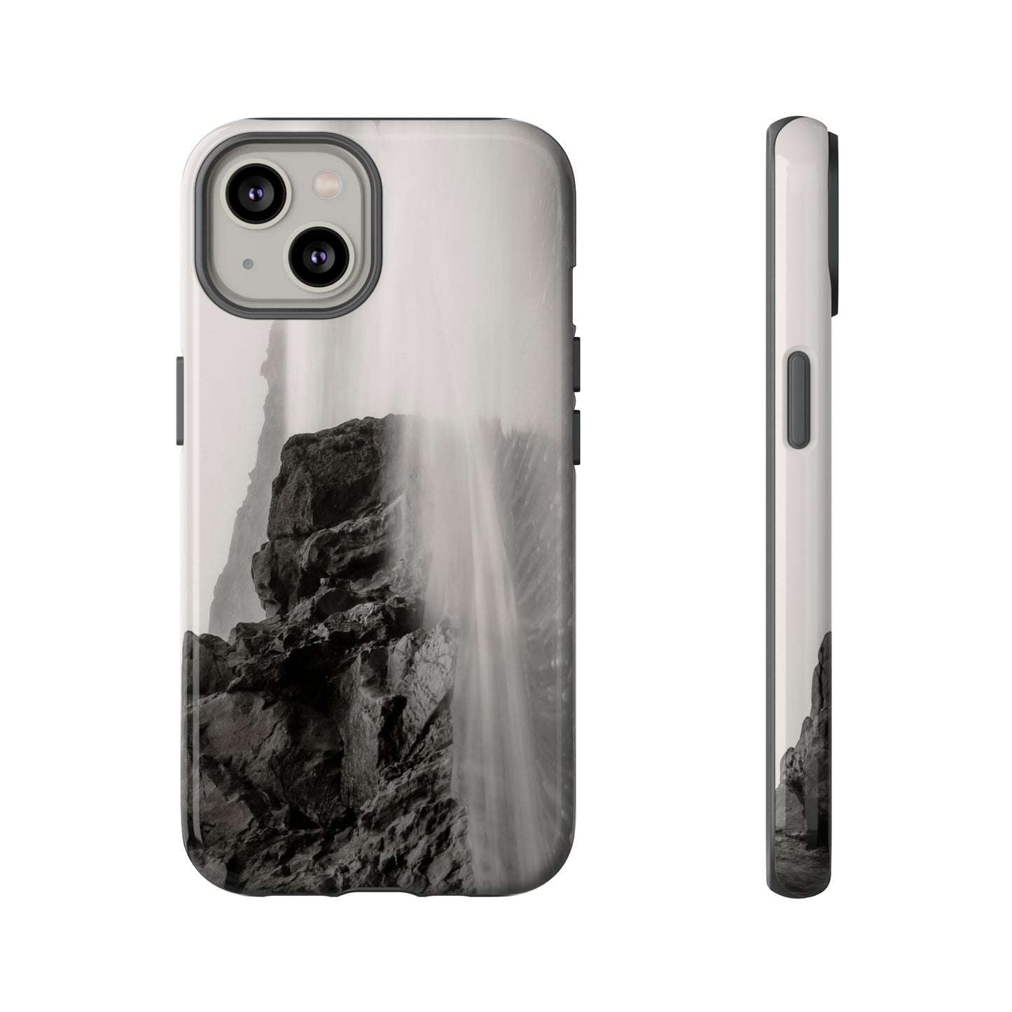 Tranquil Tides: A Black and White Seascape - Phone Case