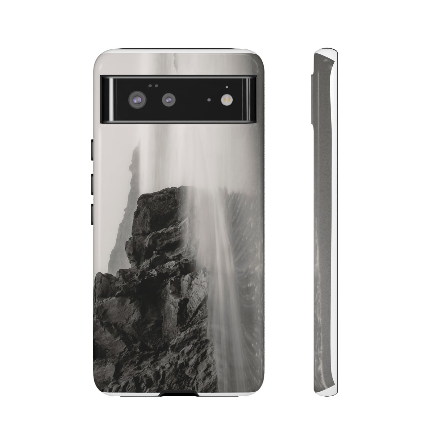 Tranquil Tides: A Black and White Seascape - Phone Case