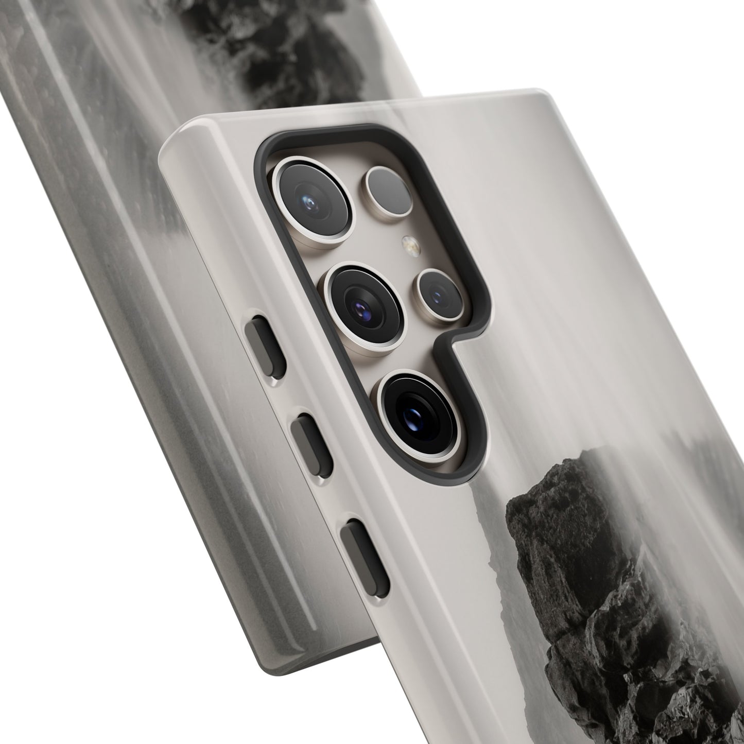 Tranquil Tides: A Black and White Seascape - Phone Case