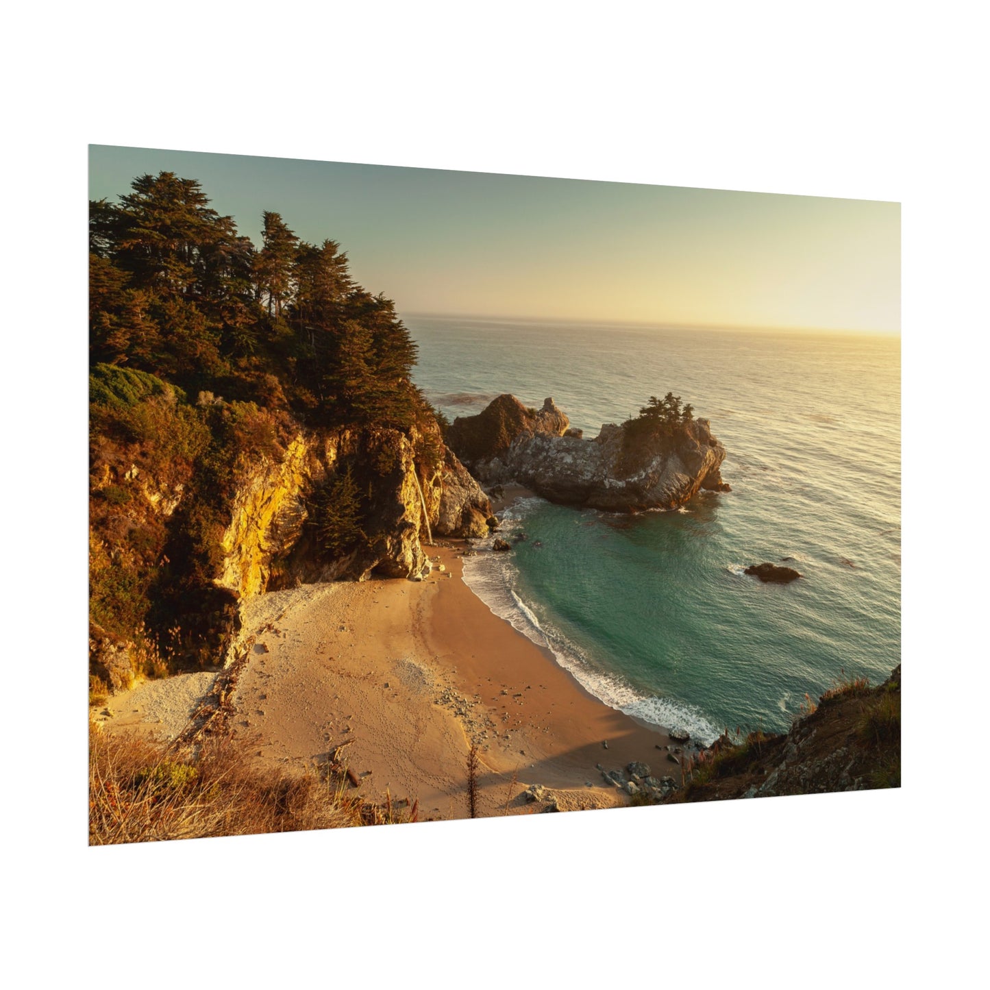 Golden Embrace: McWay Cove at Sunset - Poster