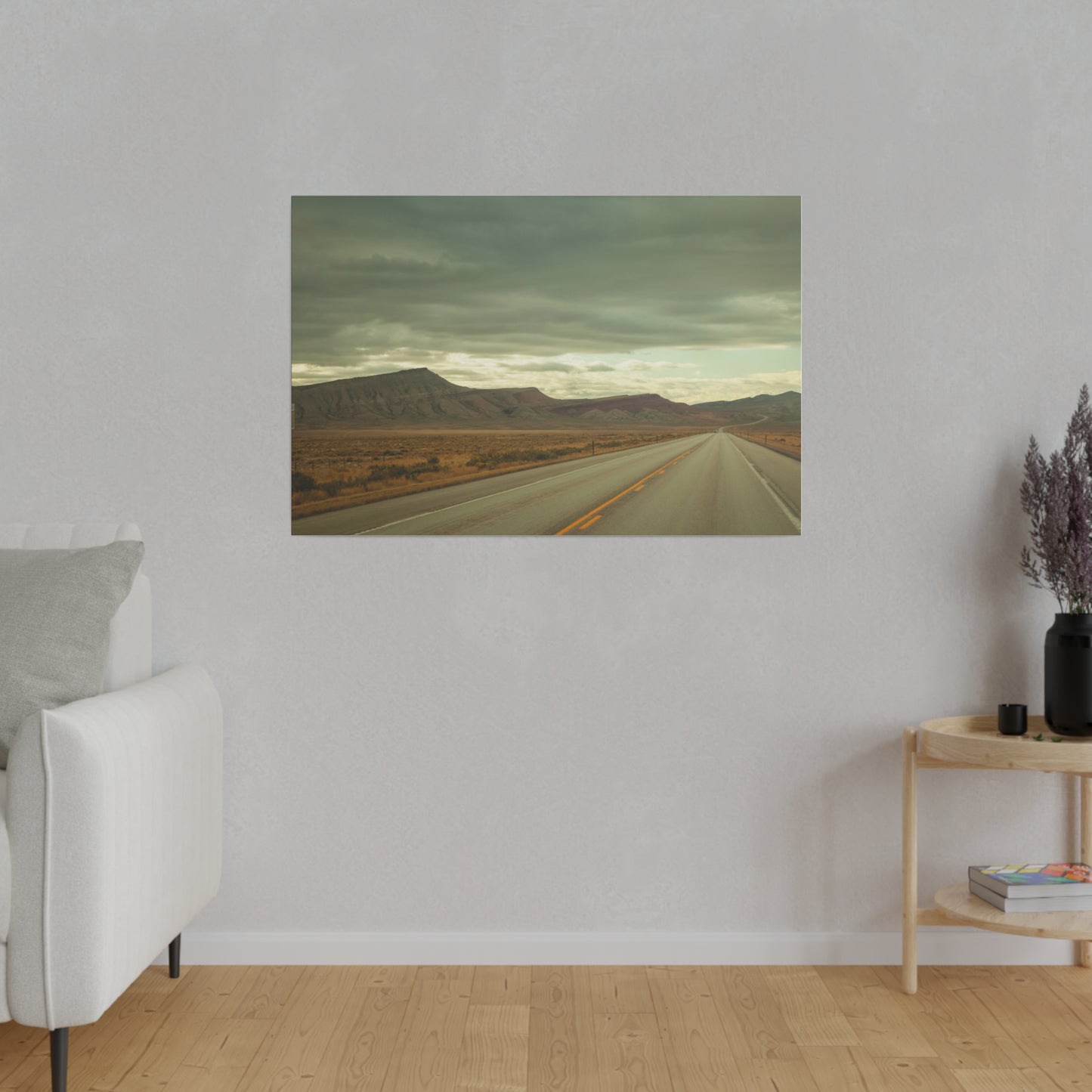 Lonely Highway in Wyoming - Canvas