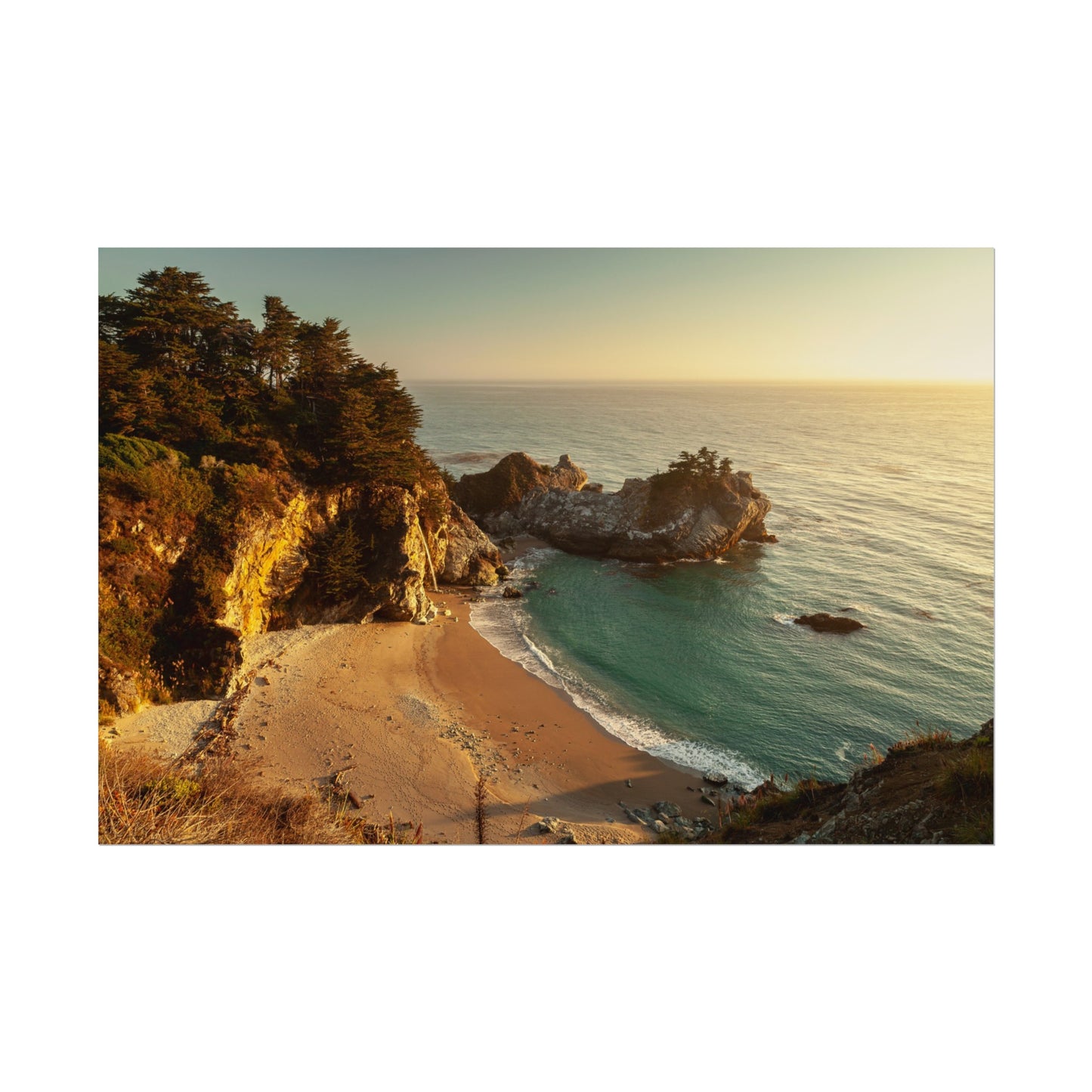 Golden Embrace: McWay Cove at Sunset - Poster