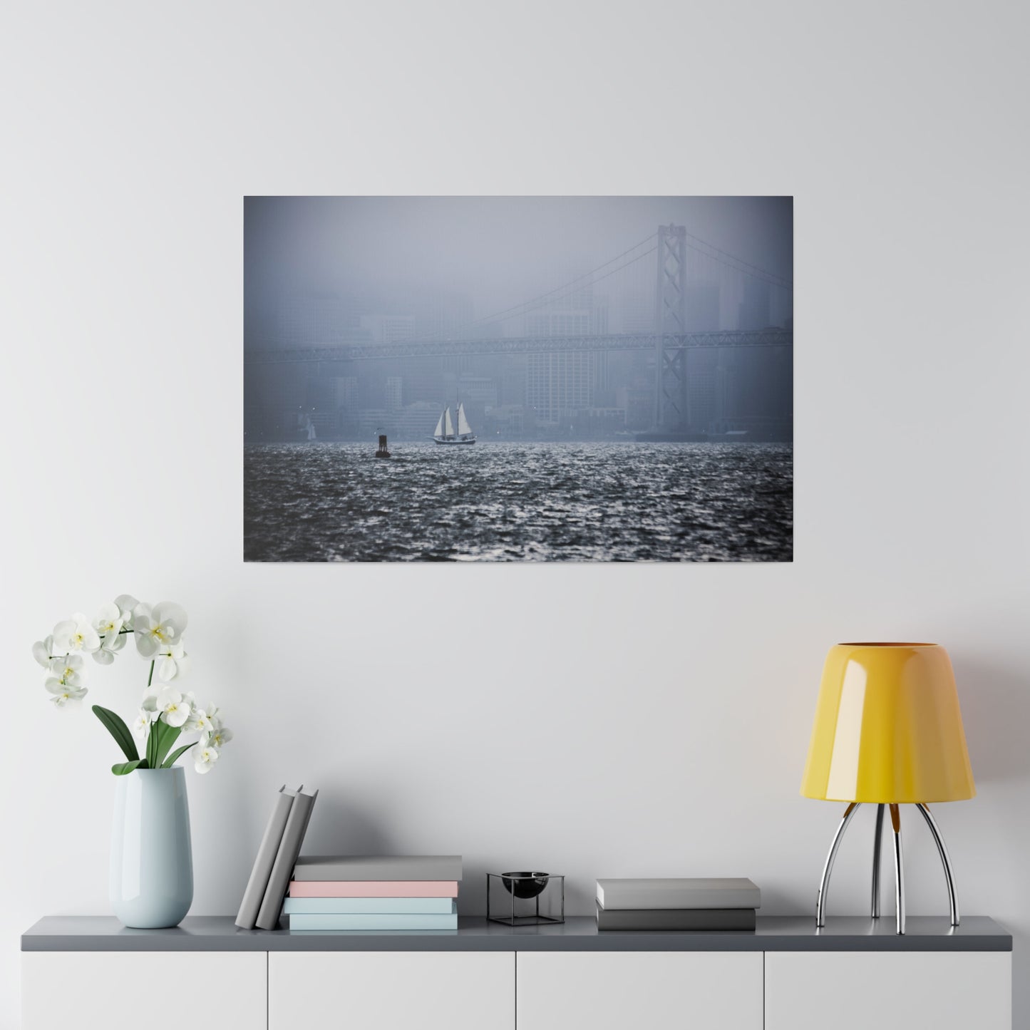 Bay Crossing: A Solitary Silhouette - Canvas