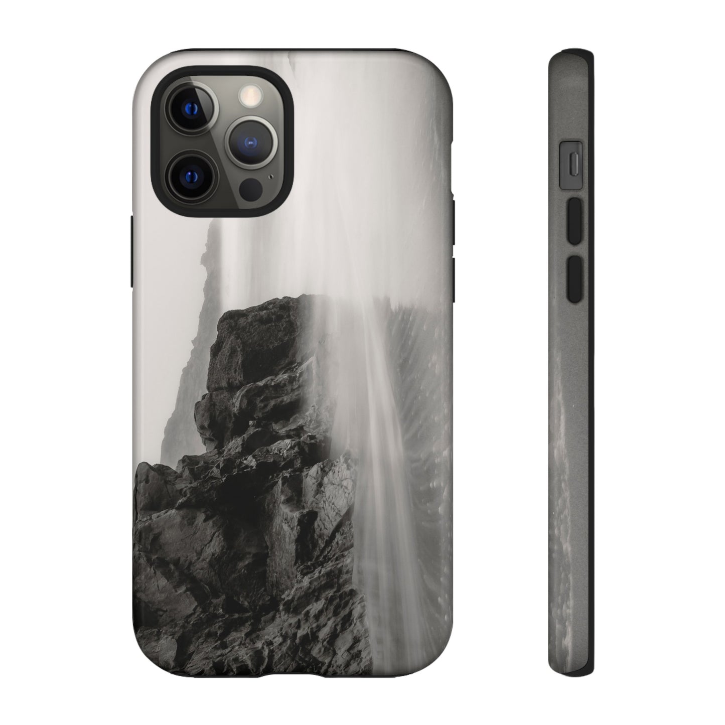 Tranquil Tides: A Black and White Seascape - Phone Case