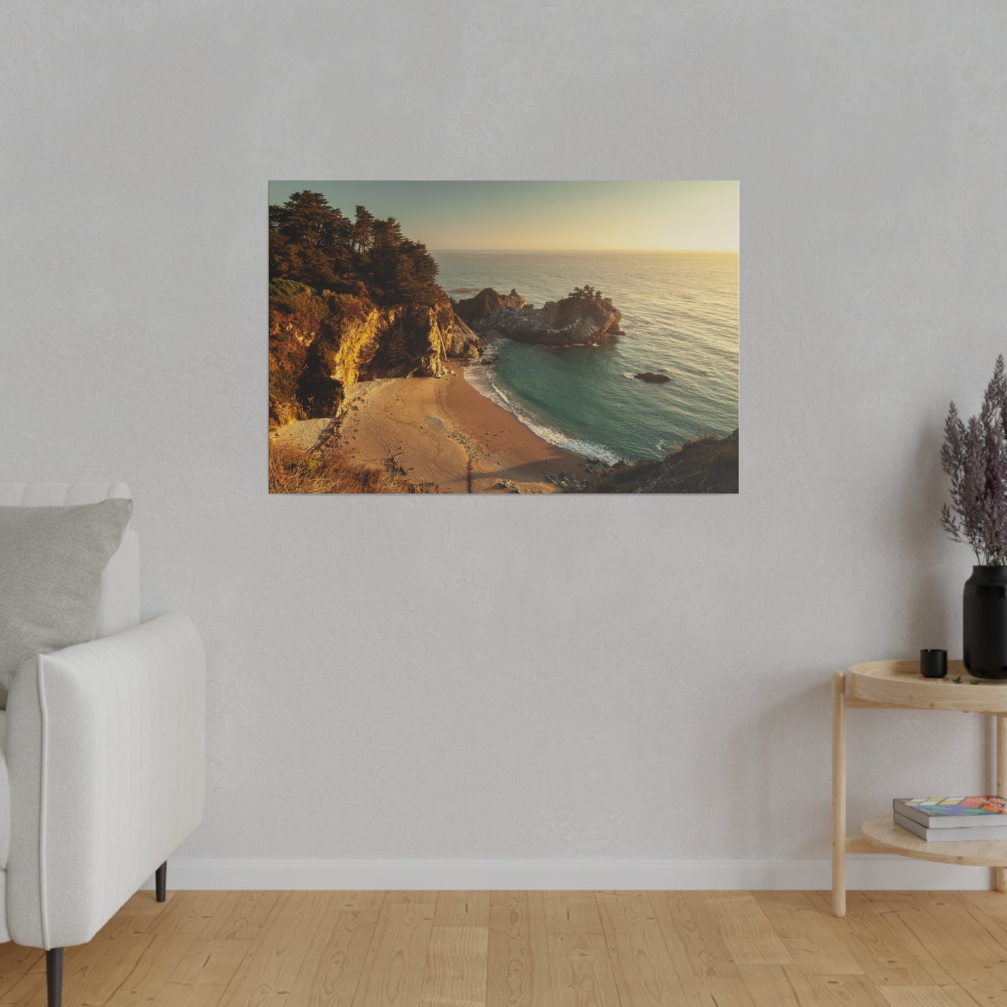 Golden Embrace: McWay Cove at Sunset - Canvas