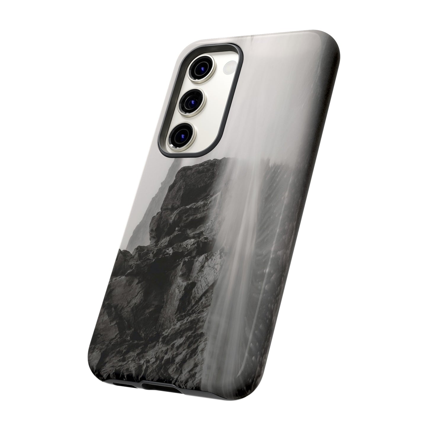 Tranquil Tides: A Black and White Seascape - Phone Case