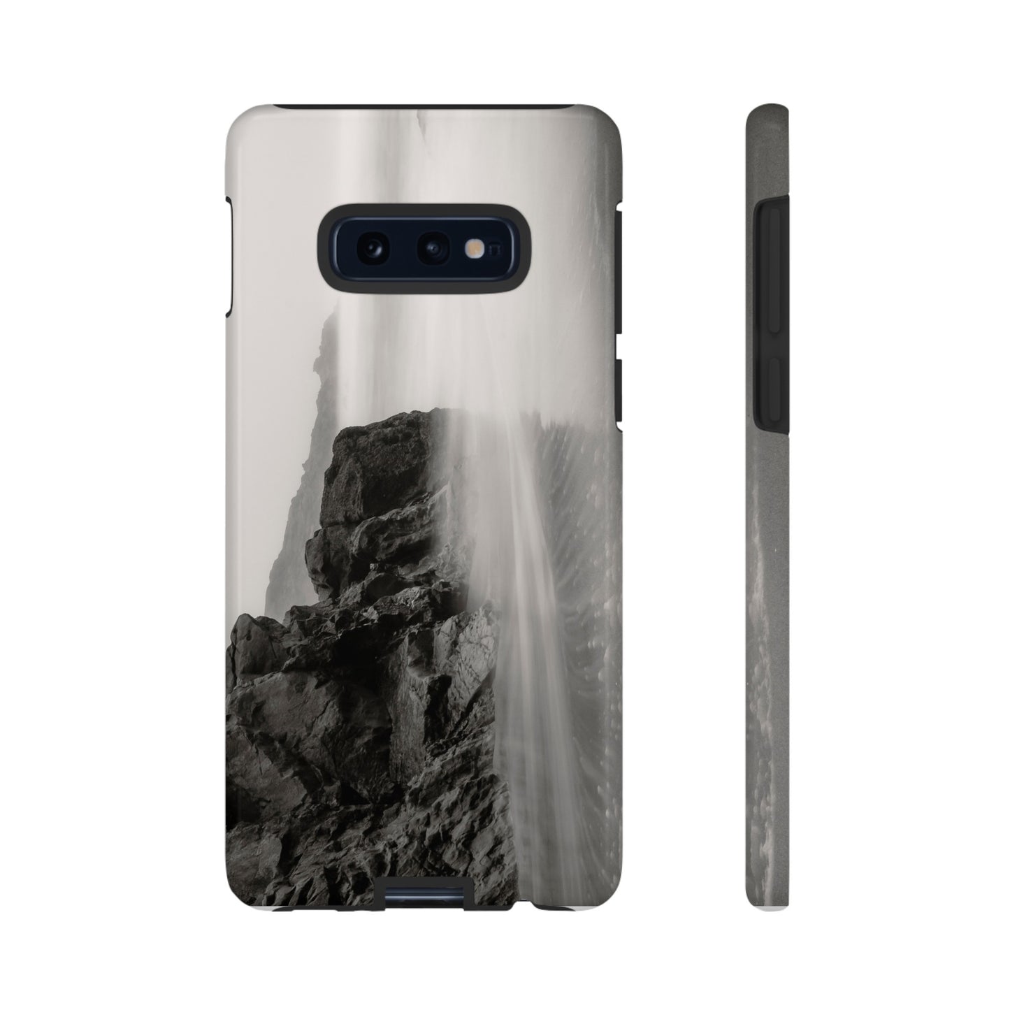 Tranquil Tides: A Black and White Seascape - Phone Case