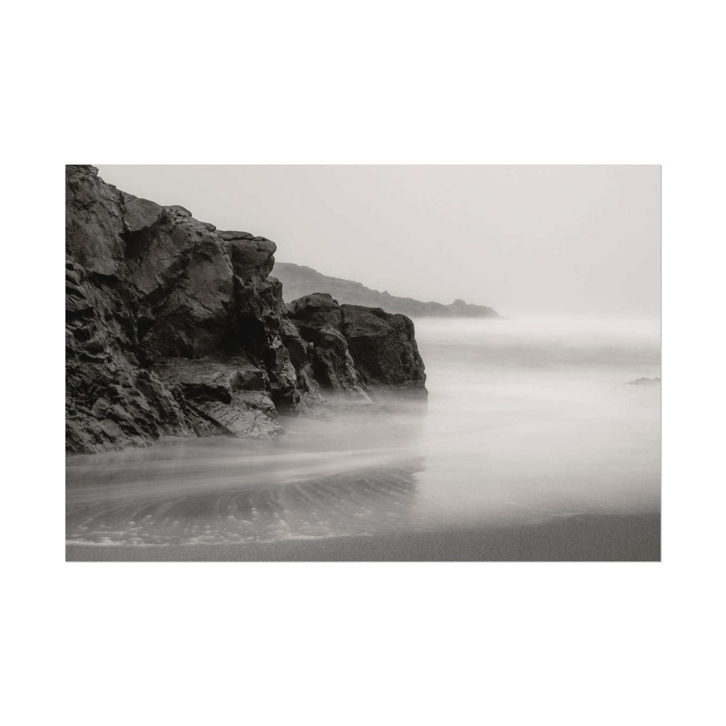 Tranquil Tides: A Black and White Seascape - Poster