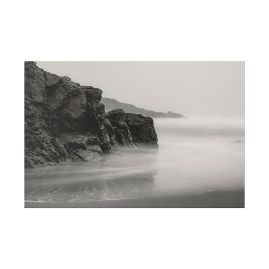 Tranquil Tides: A Black and White Seascape - Canvas