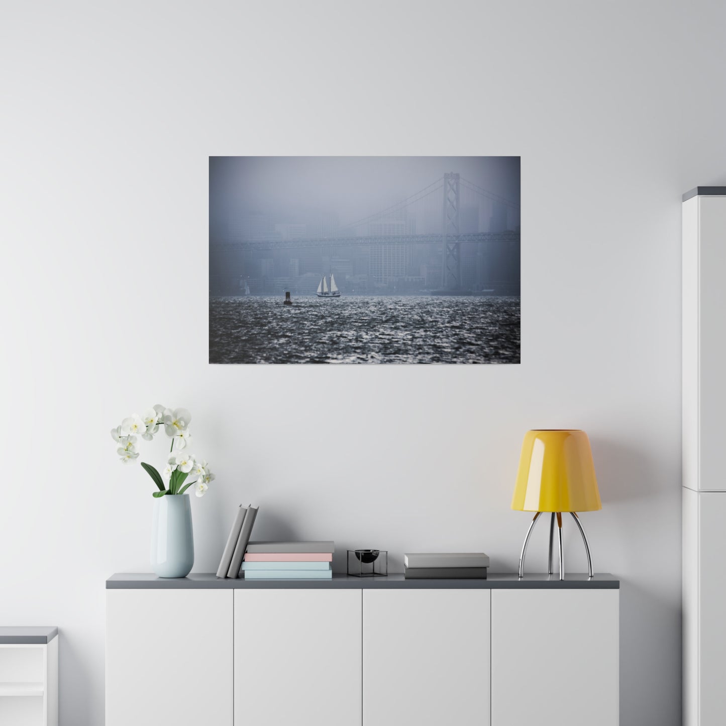 Bay Crossing: A Solitary Silhouette - Canvas