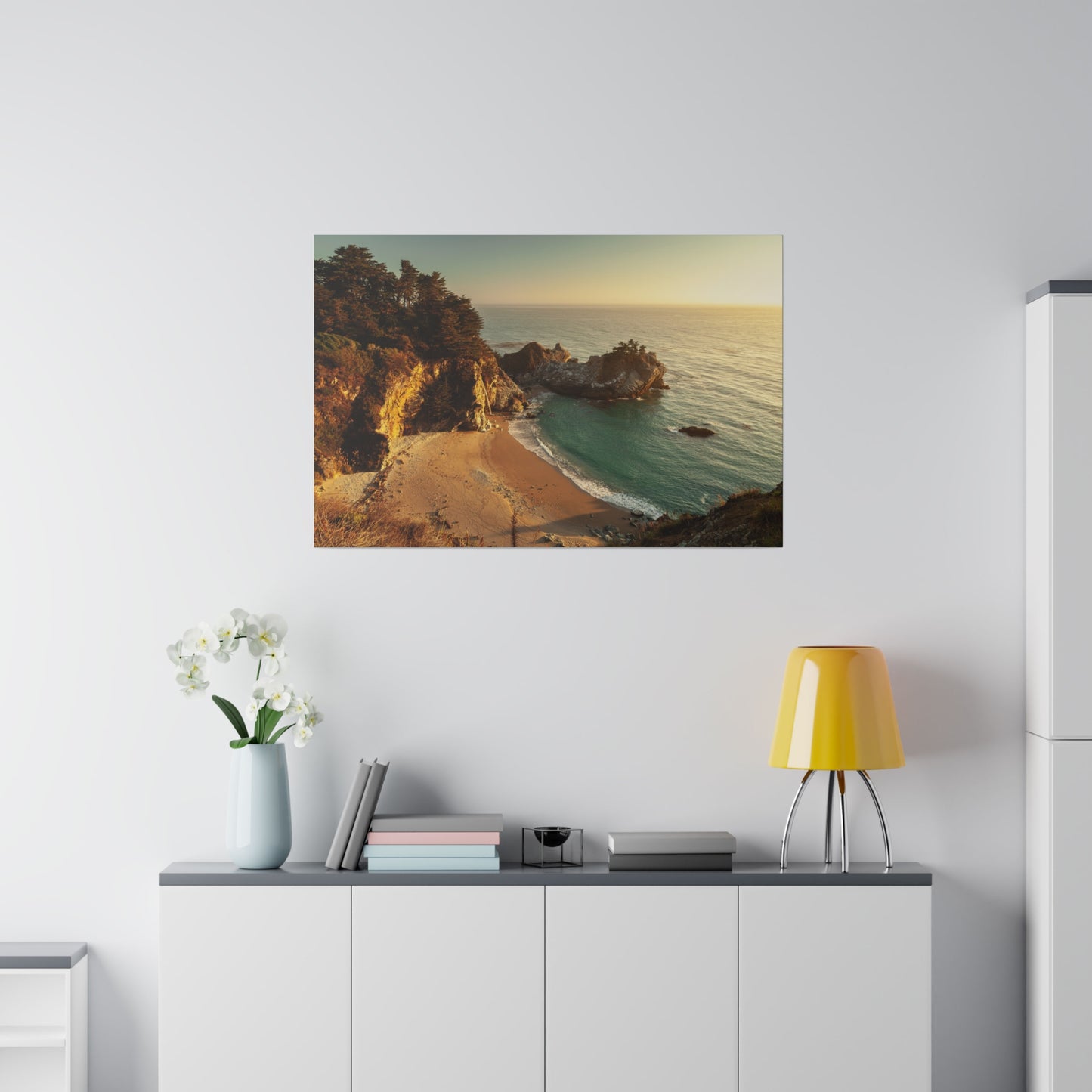 Golden Embrace: McWay Cove at Sunset - Canvas