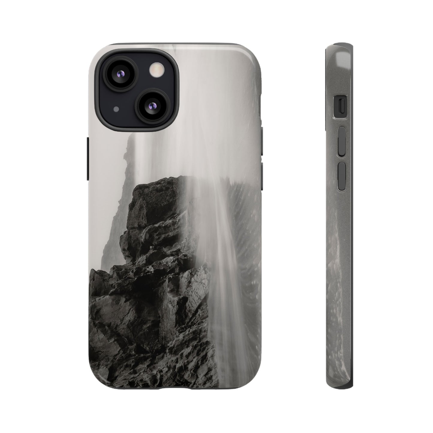 Tranquil Tides: A Black and White Seascape - Phone Case