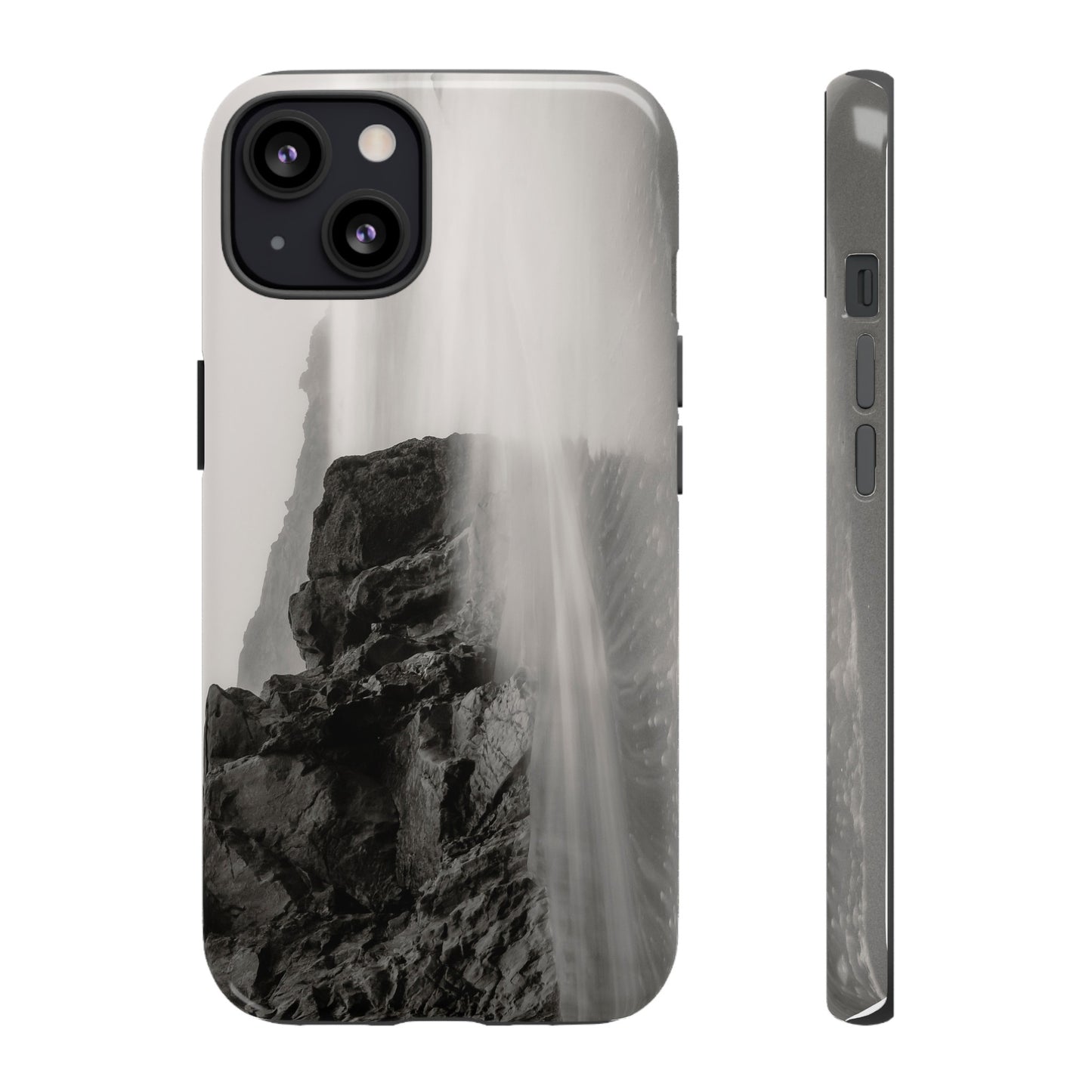 Tranquil Tides: A Black and White Seascape - Phone Case