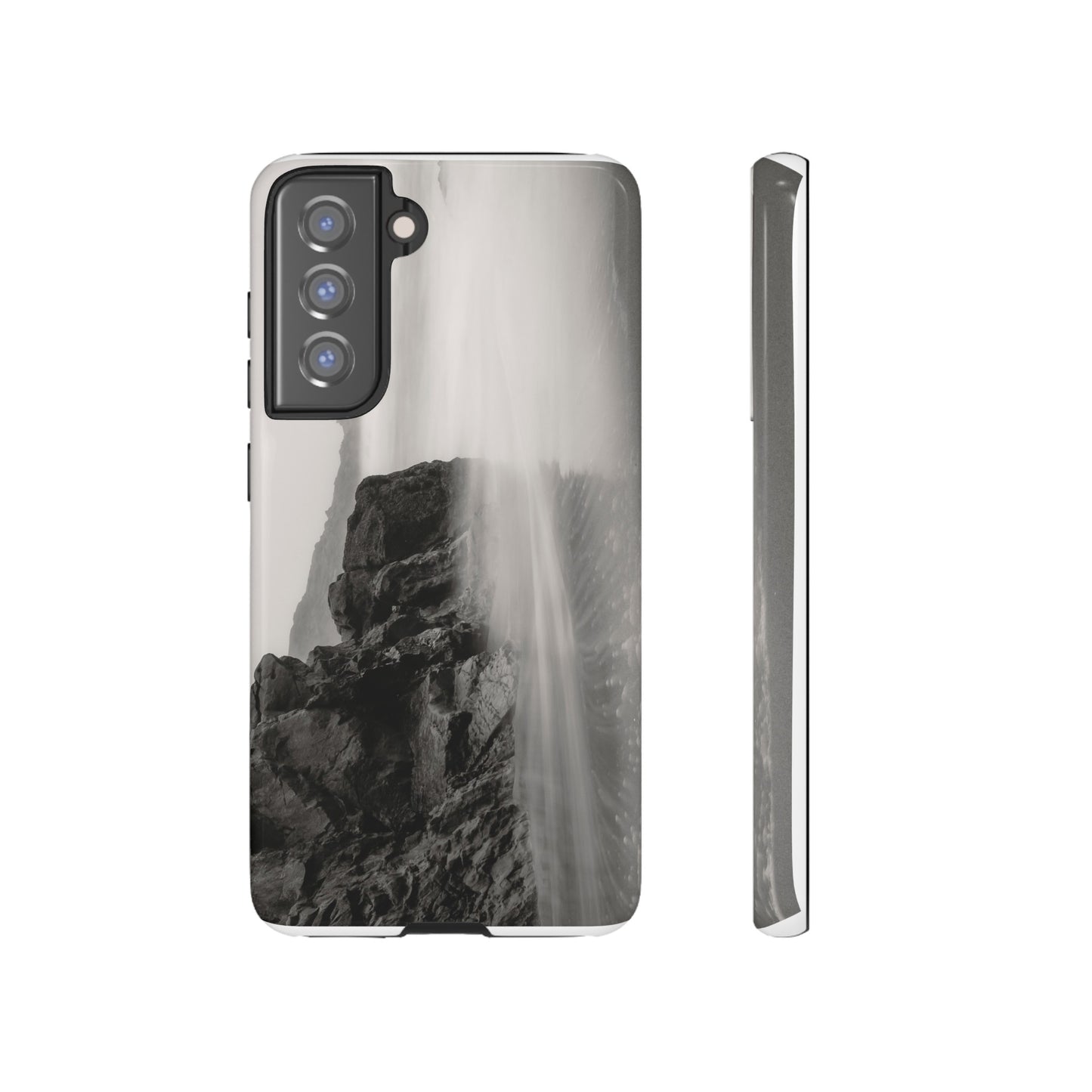 Tranquil Tides: A Black and White Seascape - Phone Case