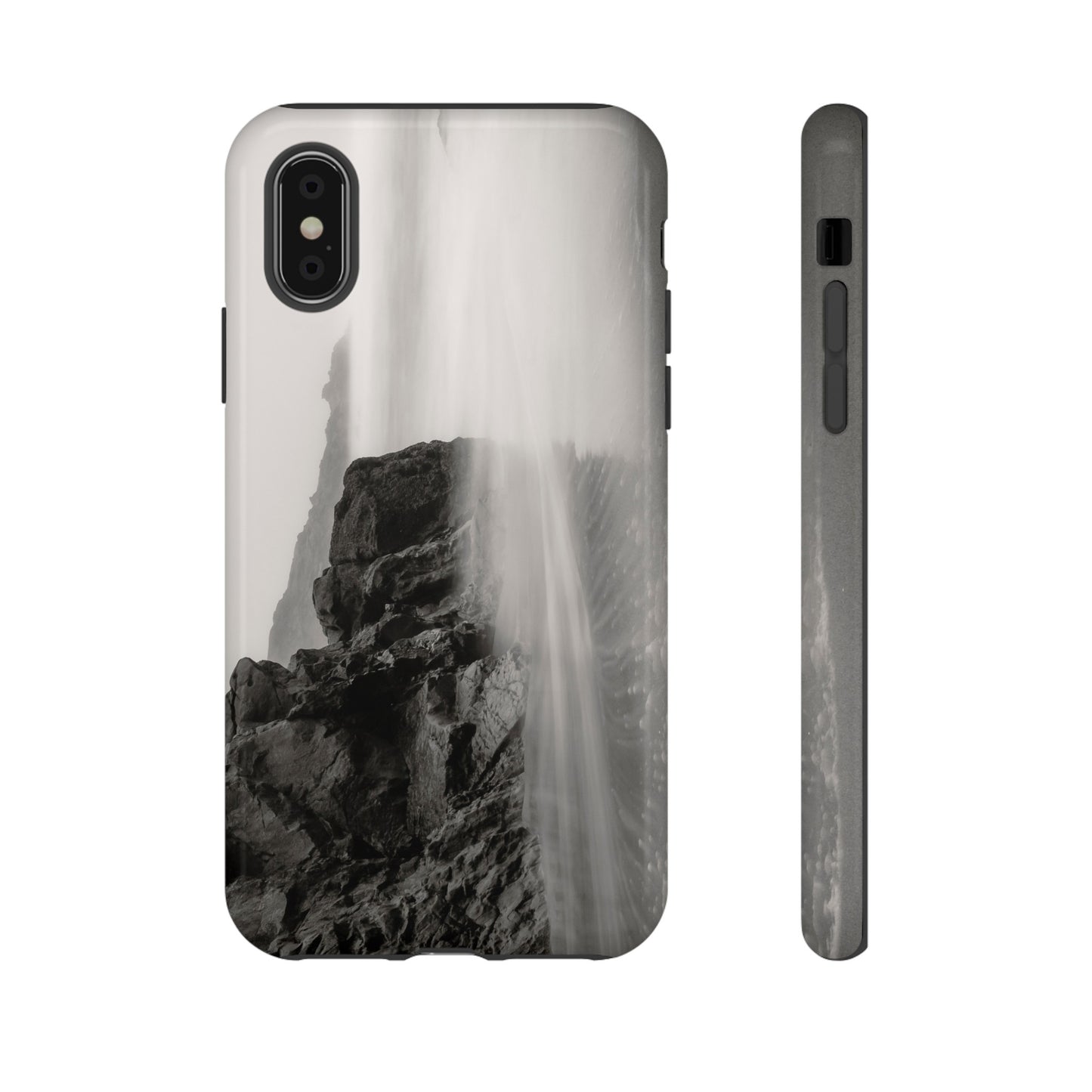 Tranquil Tides: A Black and White Seascape - Phone Case