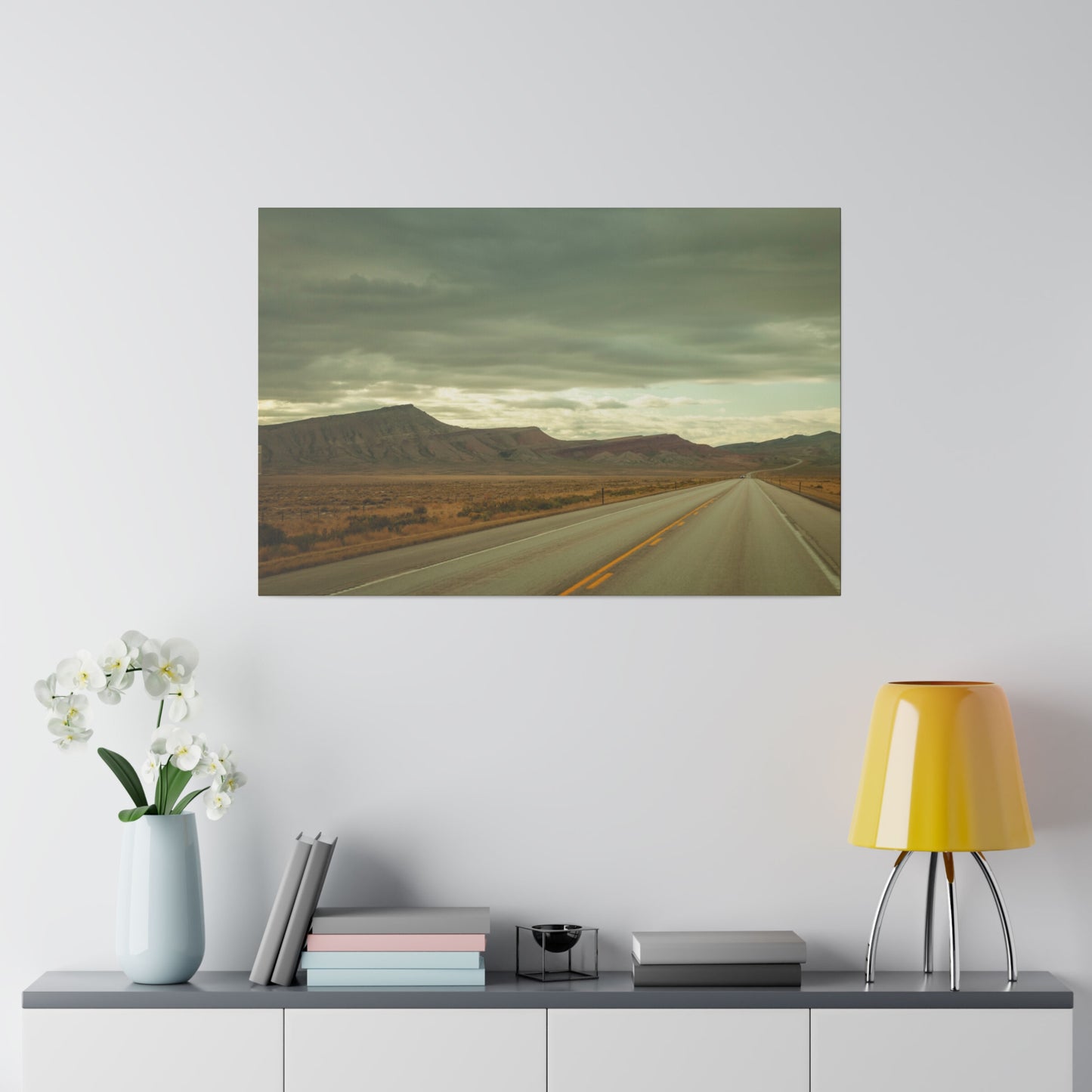 Lonely Highway in Wyoming - Canvas